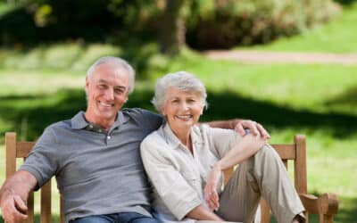 Senior couple sitting on a bench